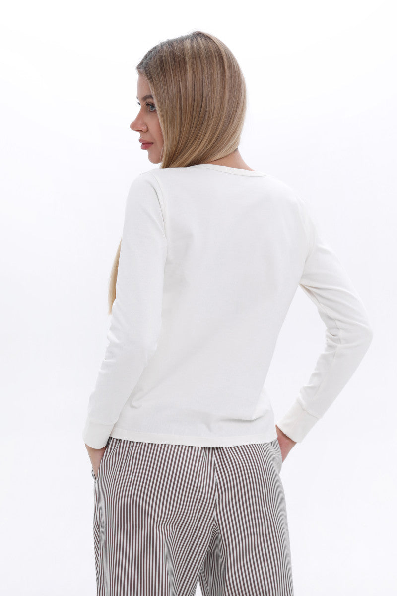 Бавовняний лонгслів з ґудзиками 24159 white