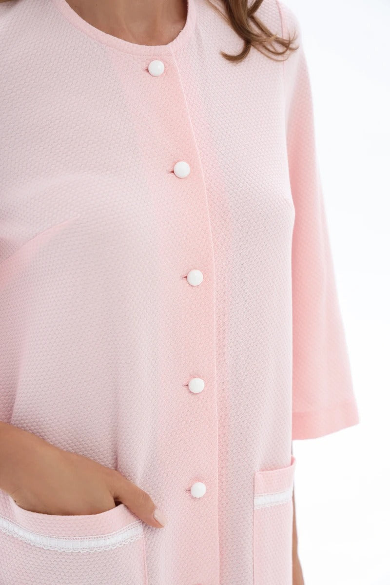 Хлопковый халат на пуговицах 25041 rose