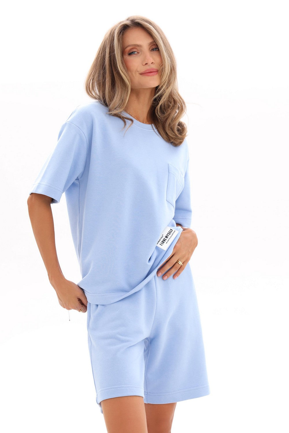 Бавовняний костюм з шортами 25048 blue