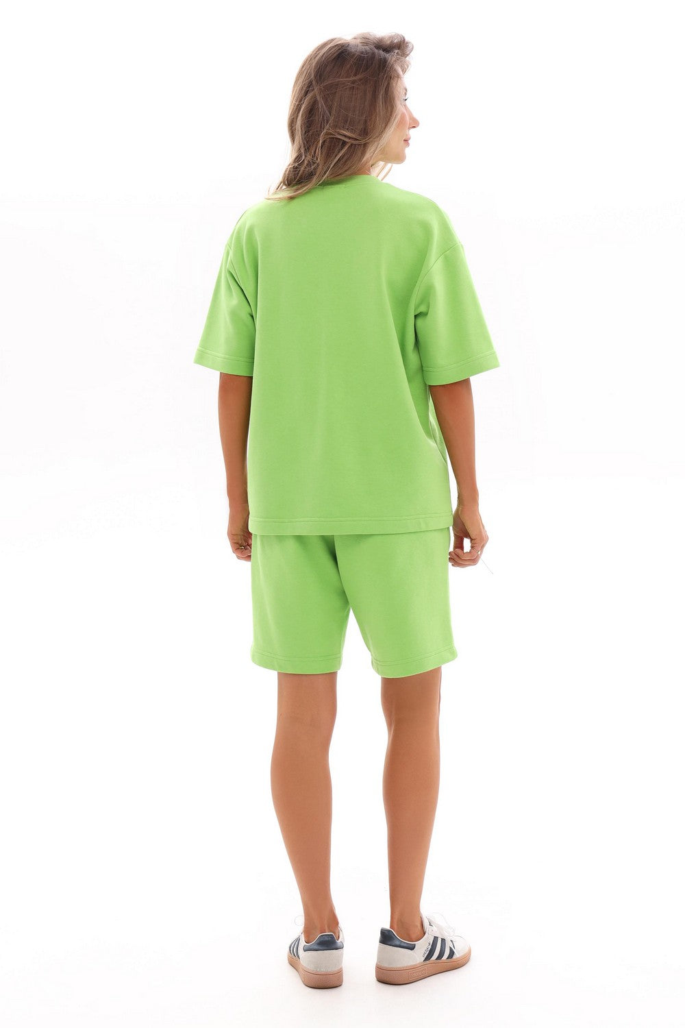 Хлопковый костюм с шортами 25050 light green