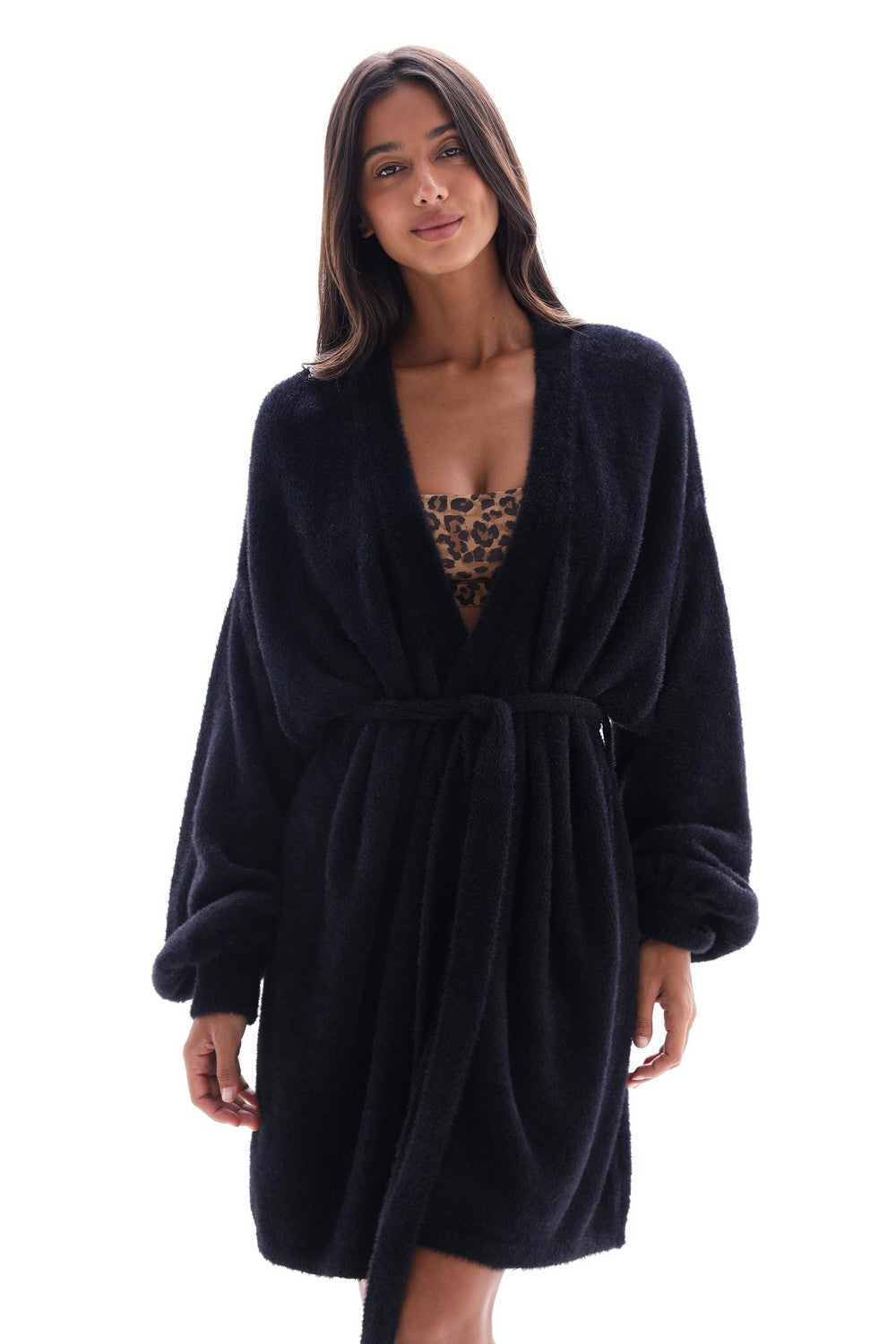 Вязаный кардиган с поясом 25102 black onyx