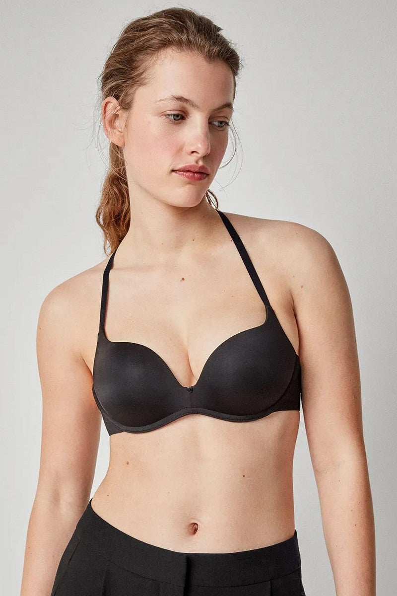 Гладкий бюстгальтер пуш-ап 1/10041 black