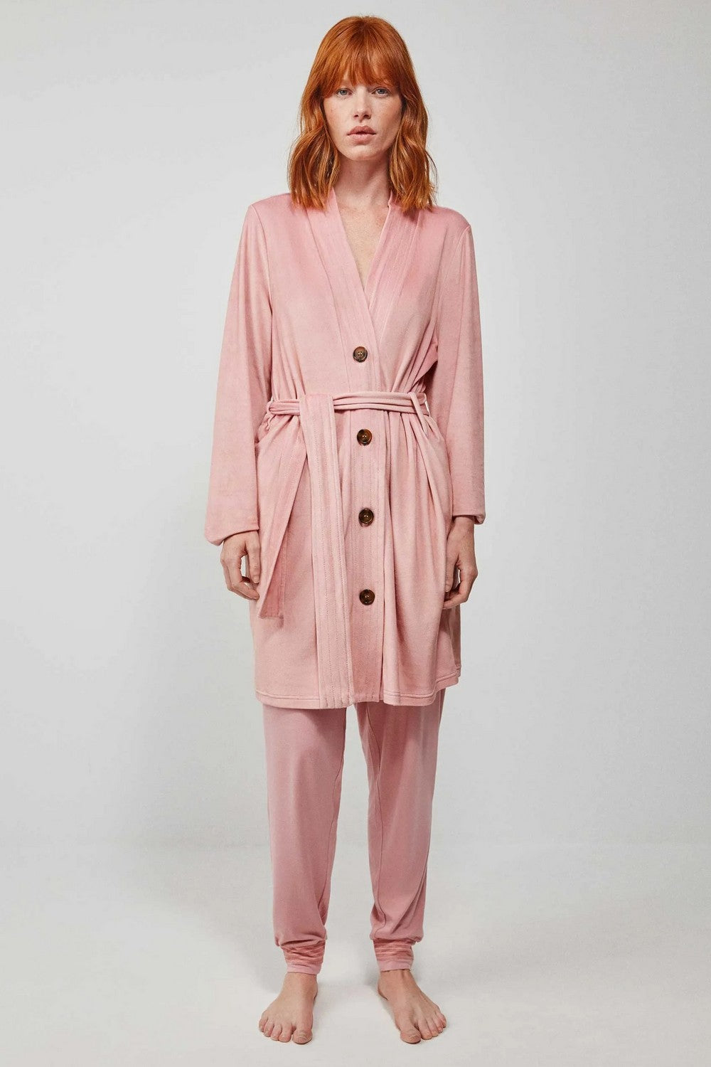 Флисовый халат на пуговицах 2/20188 rose