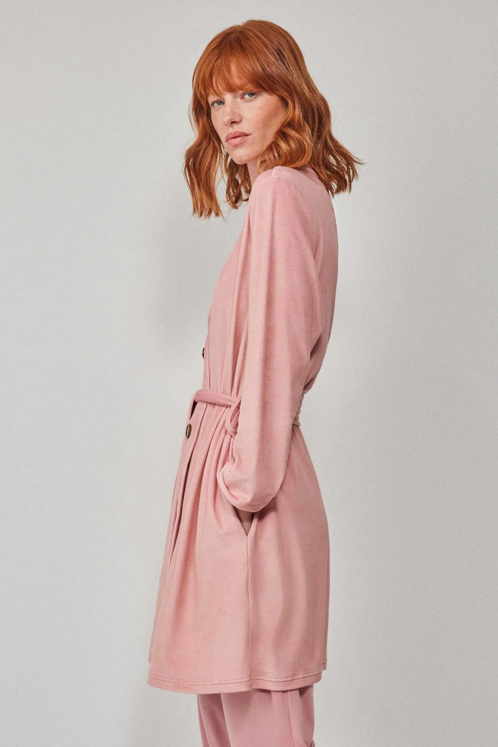 Флисовый халат на пуговицах 2/20188 rose