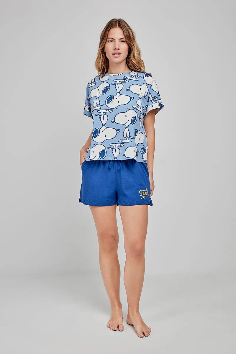 Хлопковая пижама с принтом 2/20282 blue