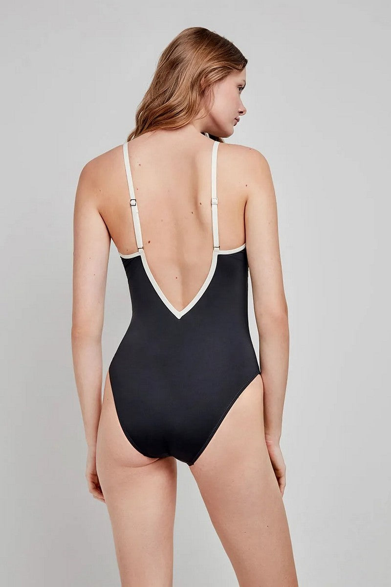 Суцільний купальник з вирізами 2/30189 black