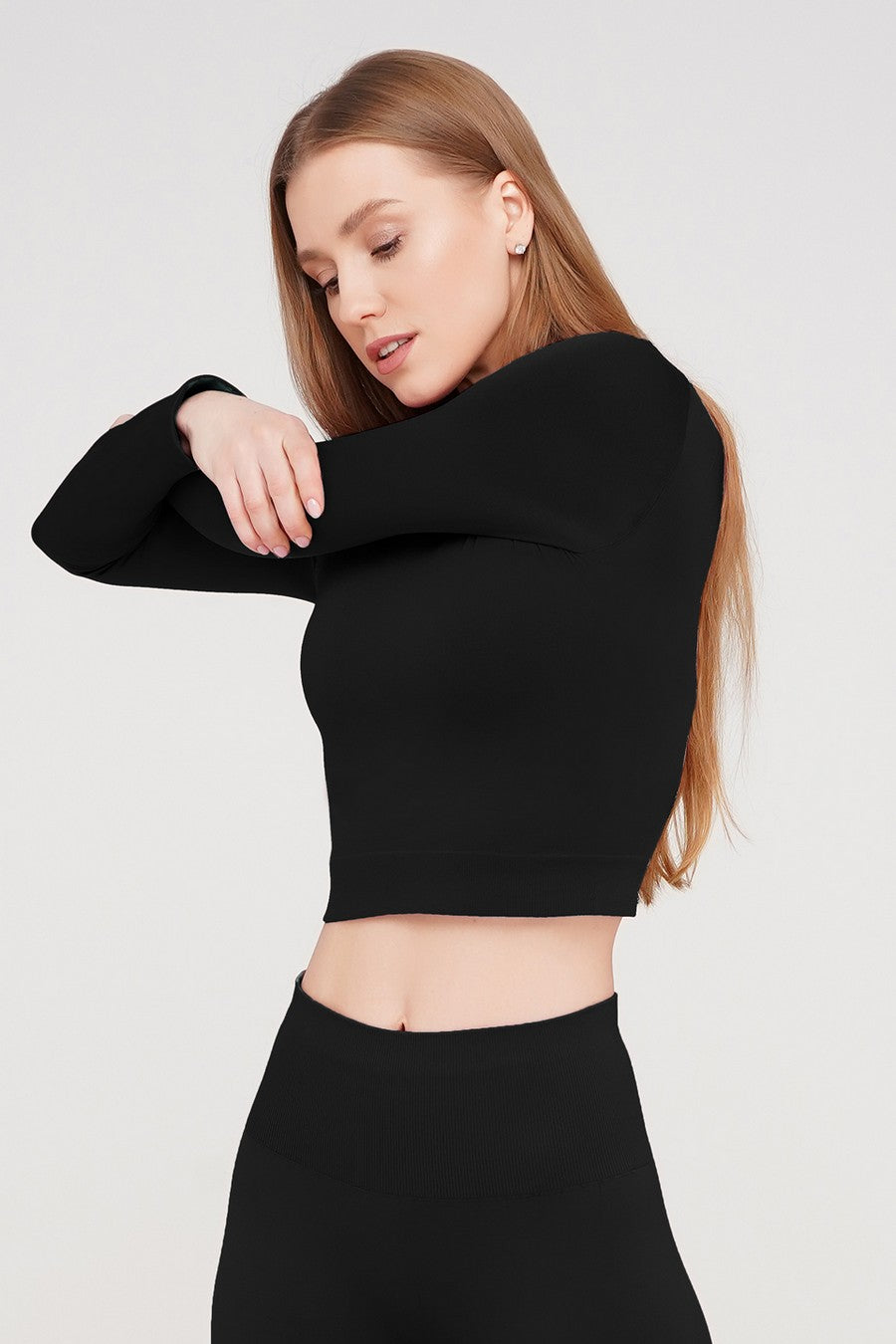 Безшовний кроп-топ із довгим рукавом 1009394 Crop Top black