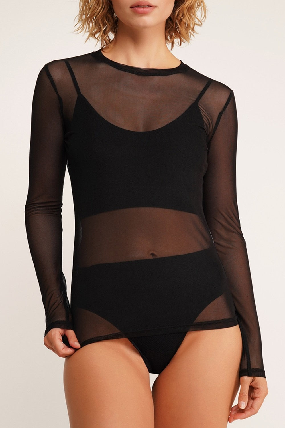 Жіночий лонгслів із мікросітки Air Mesh UP-00003949 black Giulia