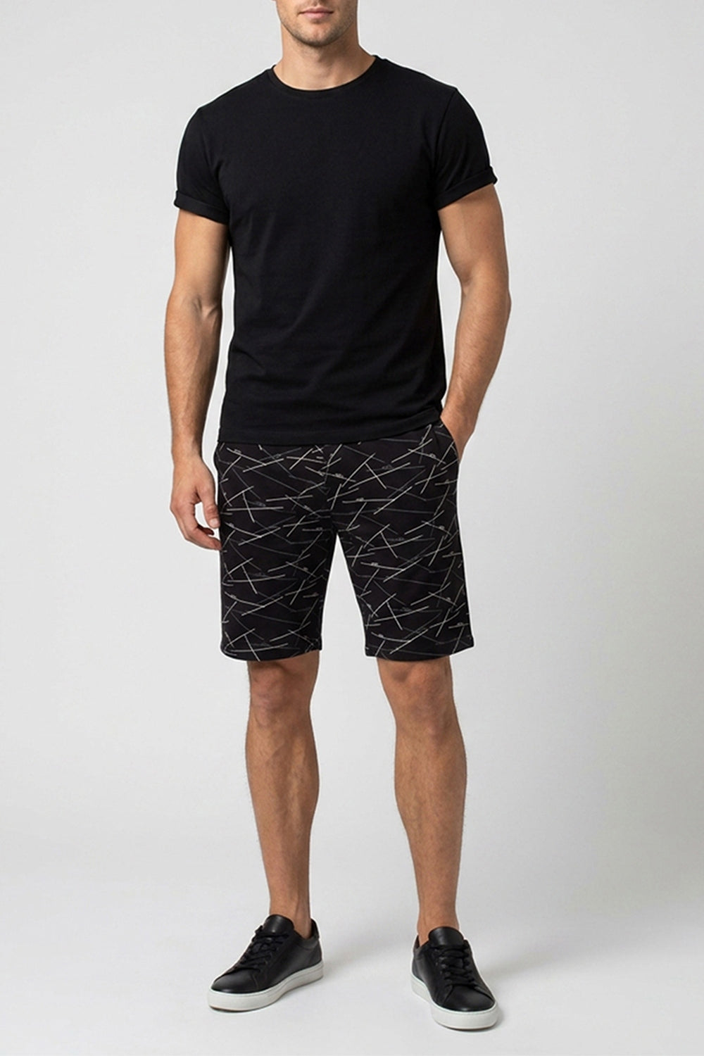 Чоловічі шорти з бавовни Country Print UP-00003775 black/line print Giulia