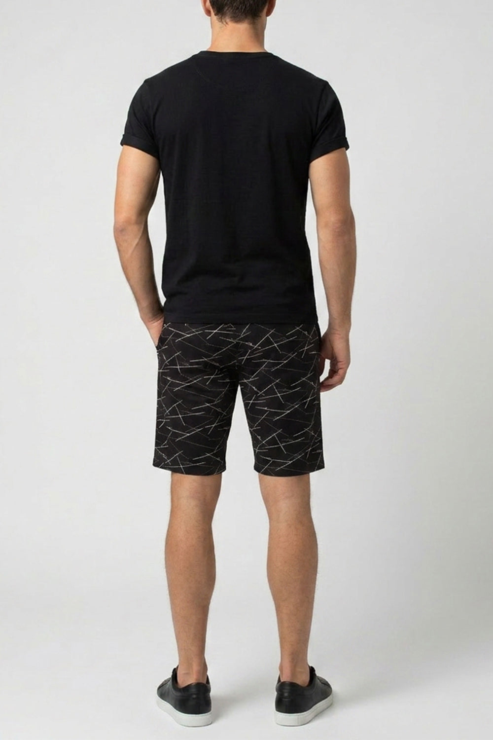 Чоловічі шорти з бавовни Country Print UP-00003775 black/line print Giulia
