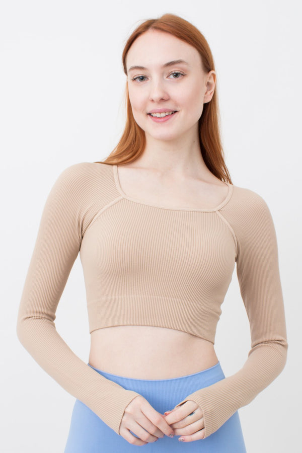 Топ с длинным рукавом Crop Top Rib natural