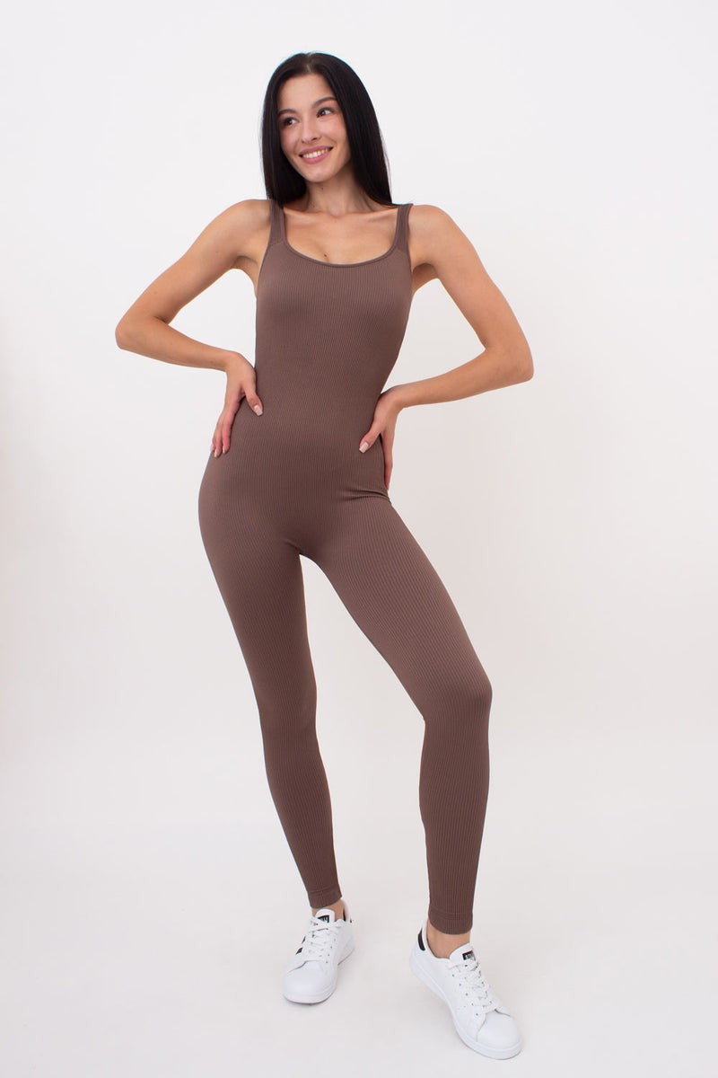 Комбинезон в рубчик Jumpsuit Rib Co UP-00002630 chocolate