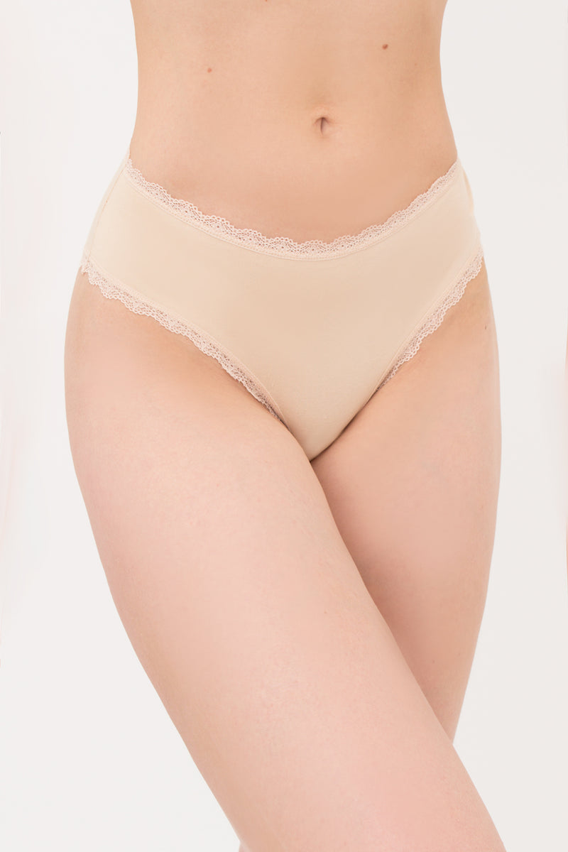 Хлопковые трусики бразилиана Leila lace UP-00002253 beige