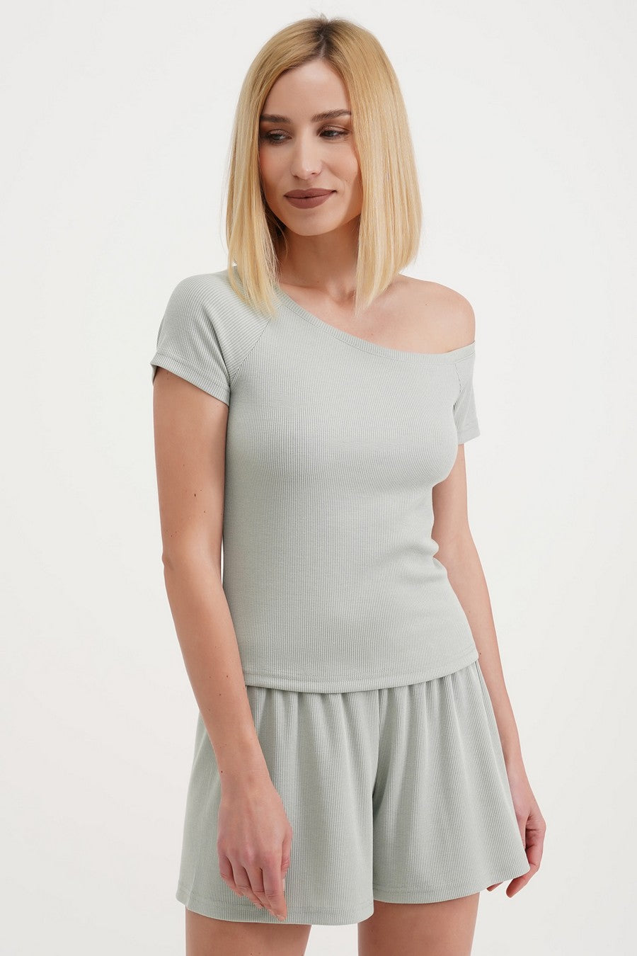 Футболка з асиметричним вирізом Rib 4811/010 UP-00002258 mint