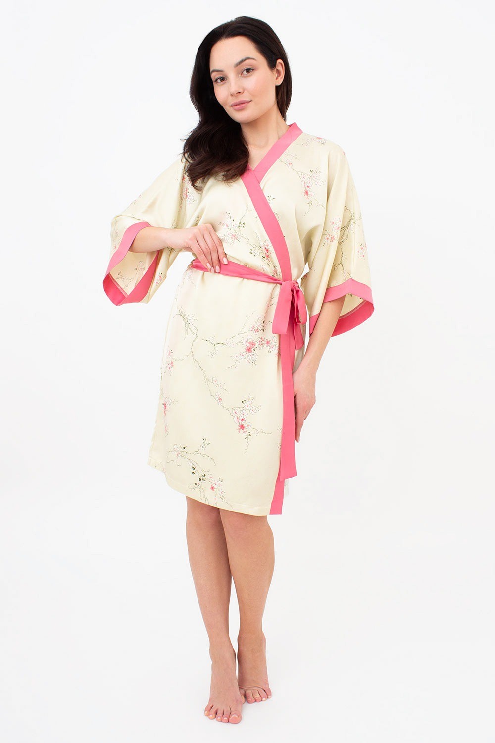 Халат с цветочным принтом Sakura UP-00002180 light yellow