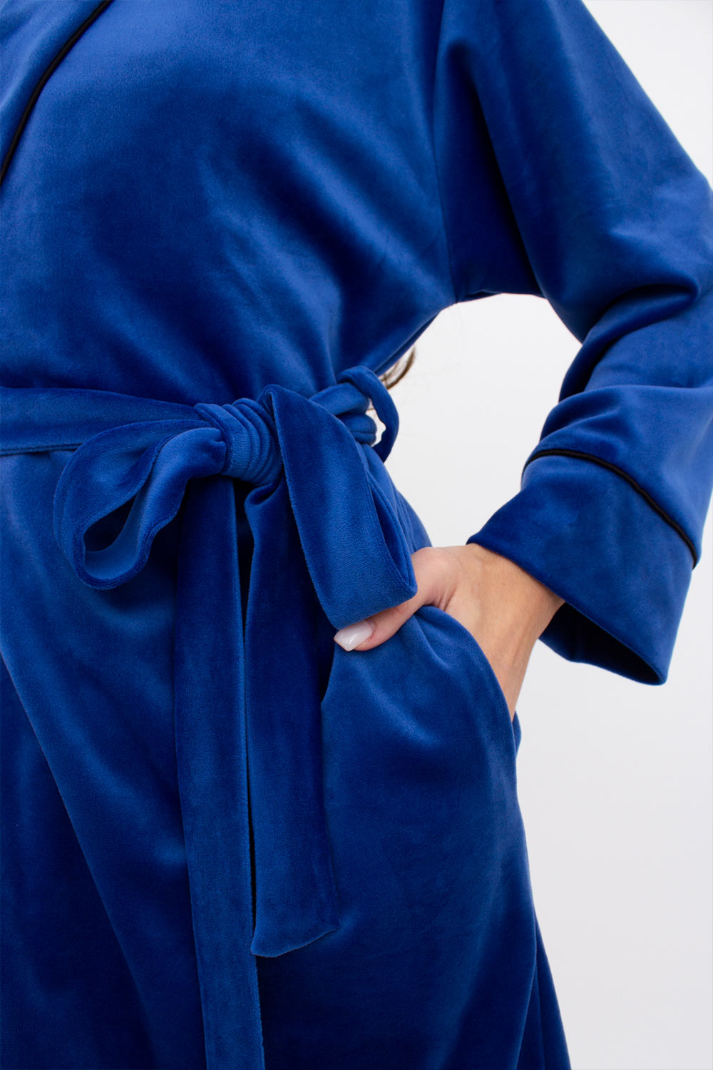 Велюровый халат с поясом Soft Winter UP-00001677 navy