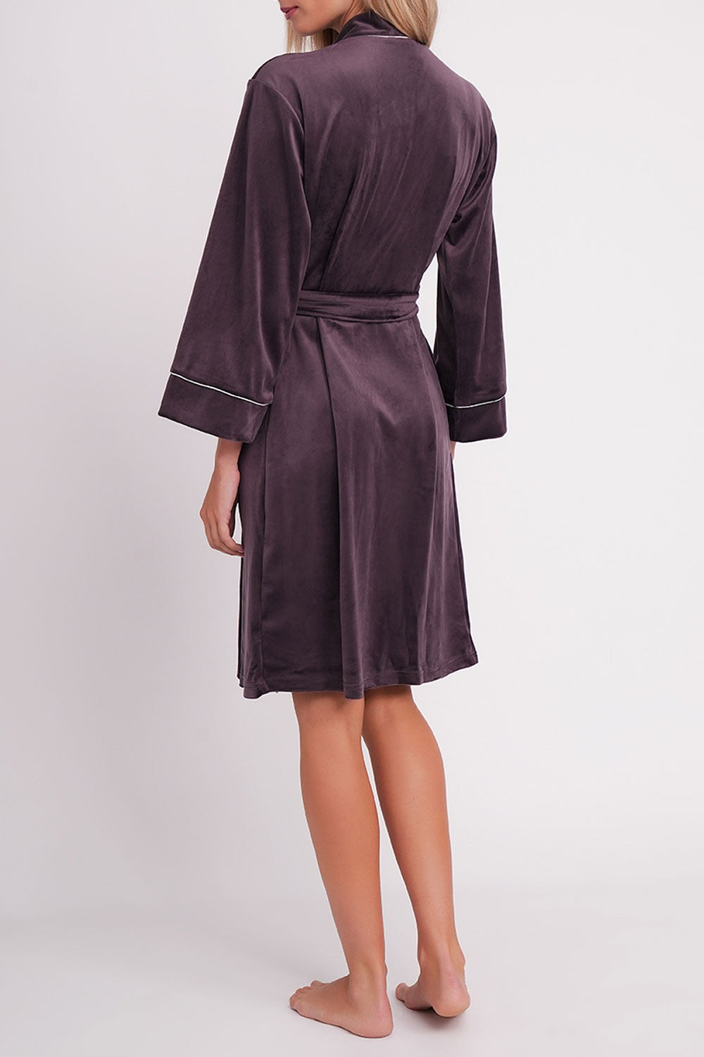 Велюровий халат з кишенями Soft Winter UP-00002031 dark lavender