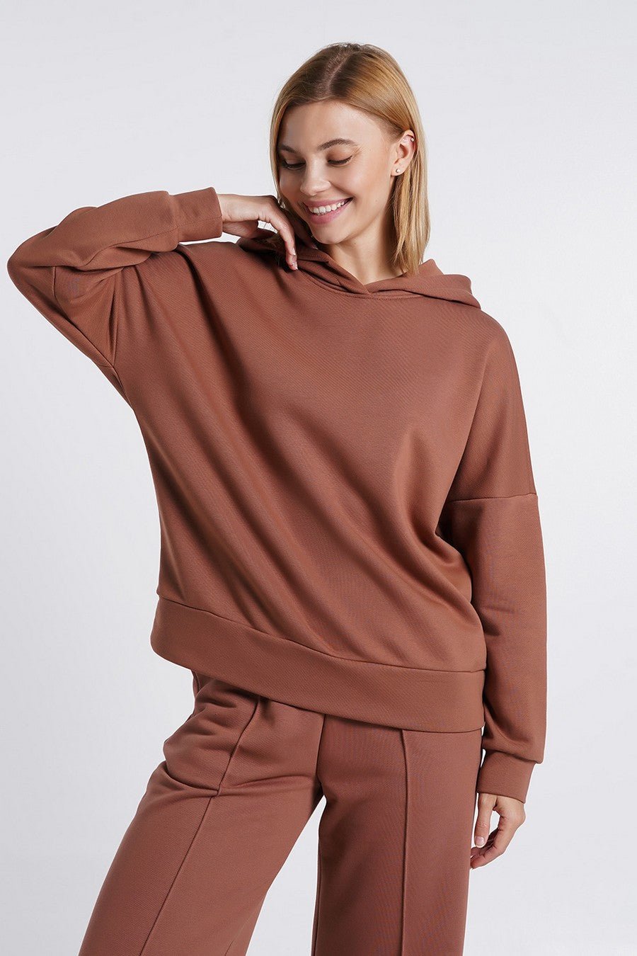 Бавовняне худі з капюшоном Street Style UP-00002728 cappuccino