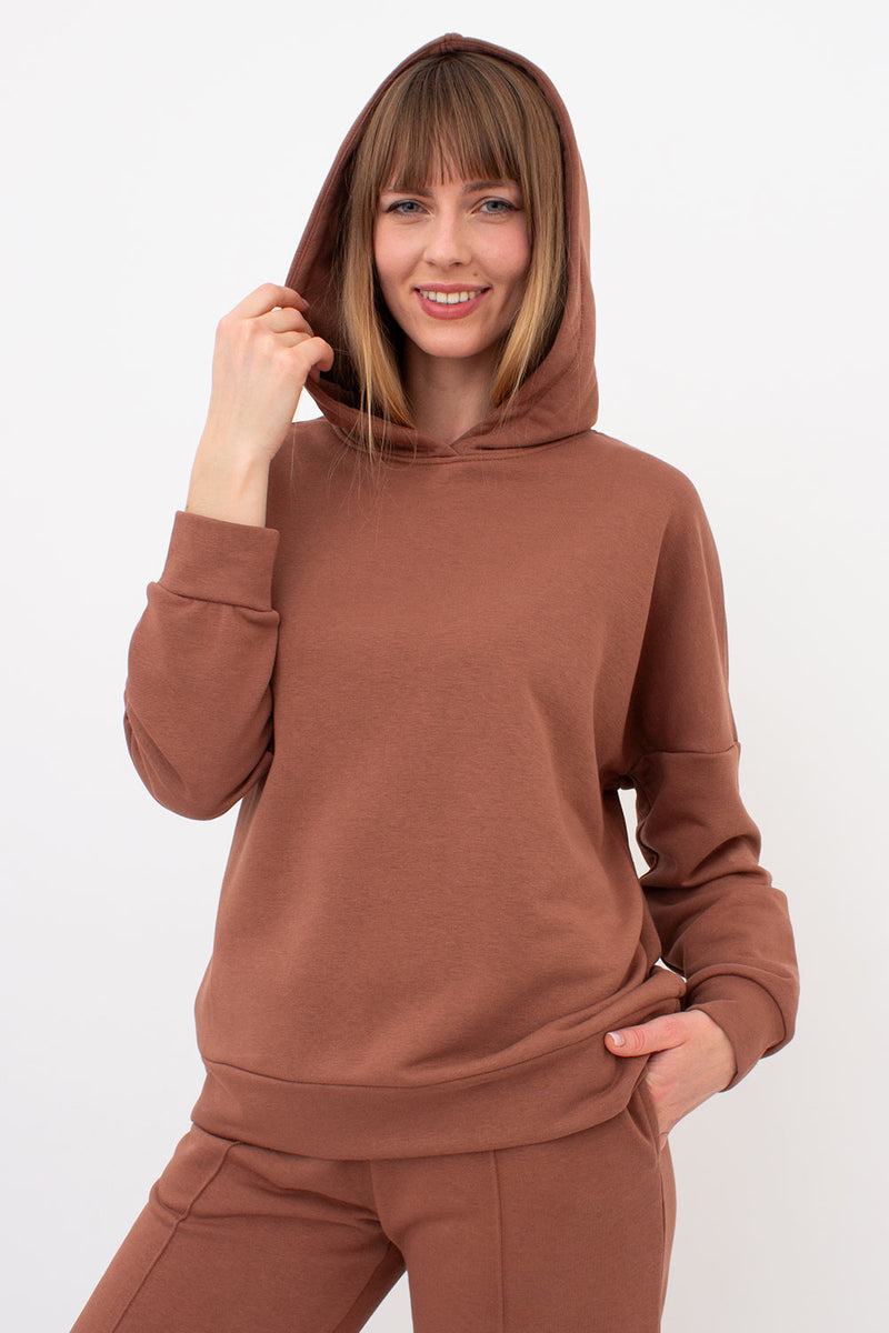 Бавовняне худі з капюшоном Street Style UP-00002728 cappuccino