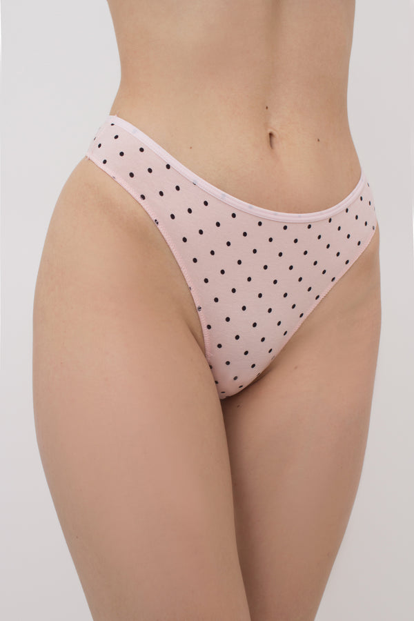 Трусики стринг в горошек Sweet cotton UP-00001649 beige dots