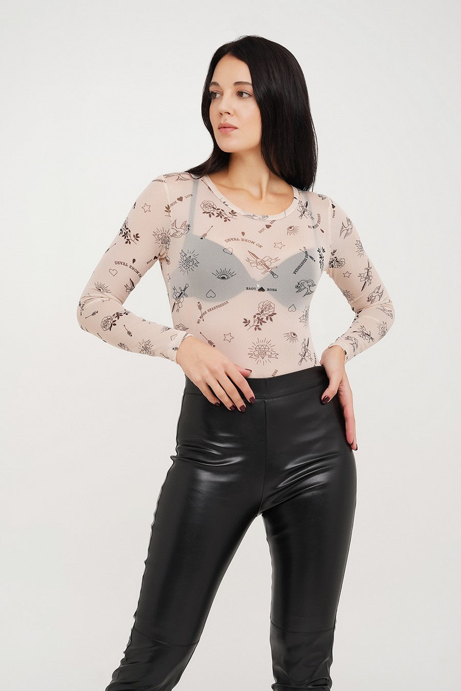 Боді з мікросітки Tatoo UP-00001672 beige