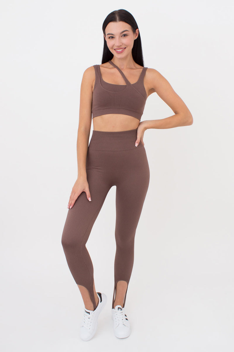 Топ с асимметричными бретелями Top Rib Co UP-00002664 chocolate