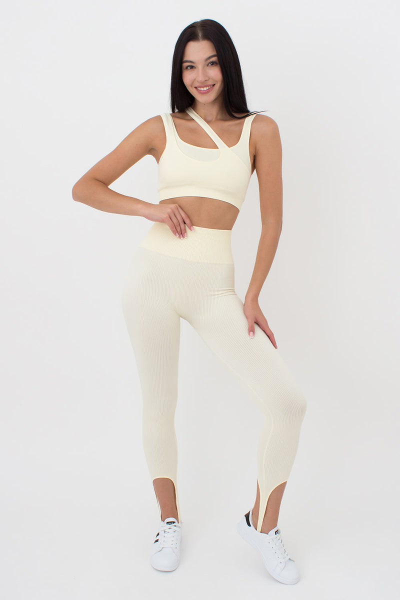 Топ с асимметричными бретелями Top Rib Co UP-00002664 milk