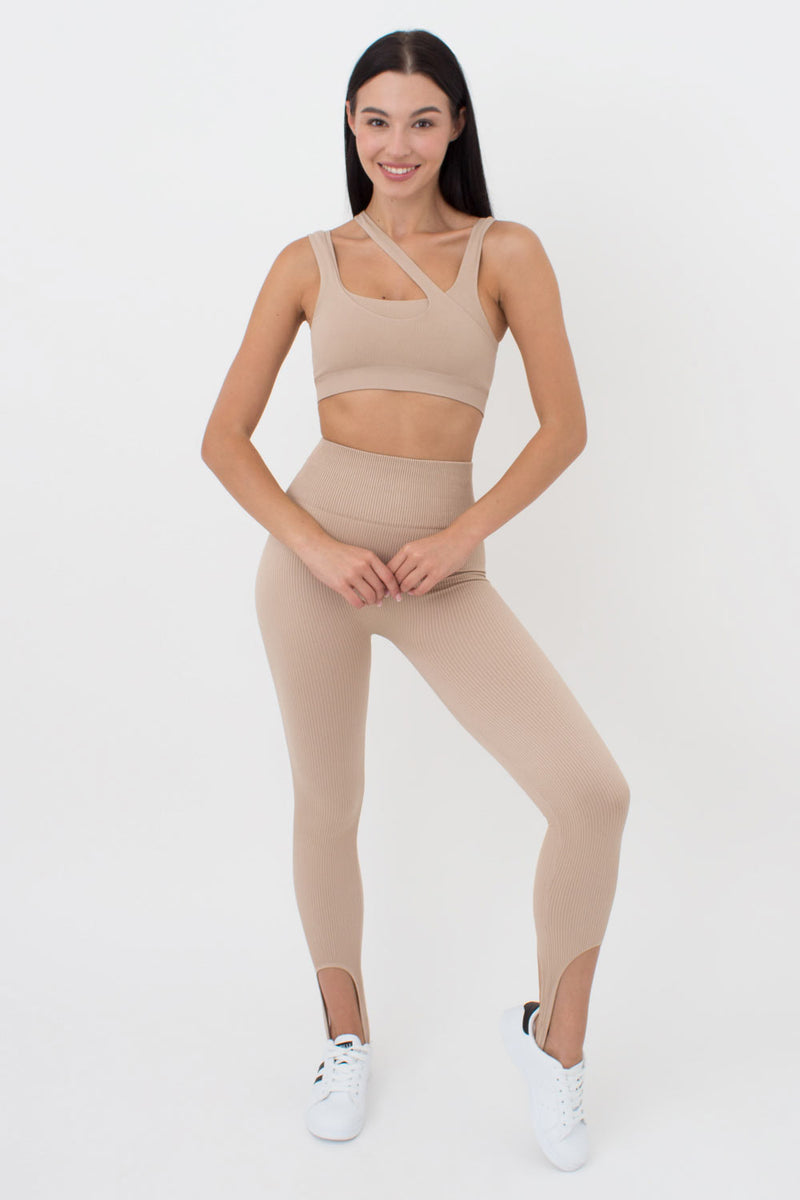 Топ с асимметричными бретелями Top Rib Co UP-00002664 nude