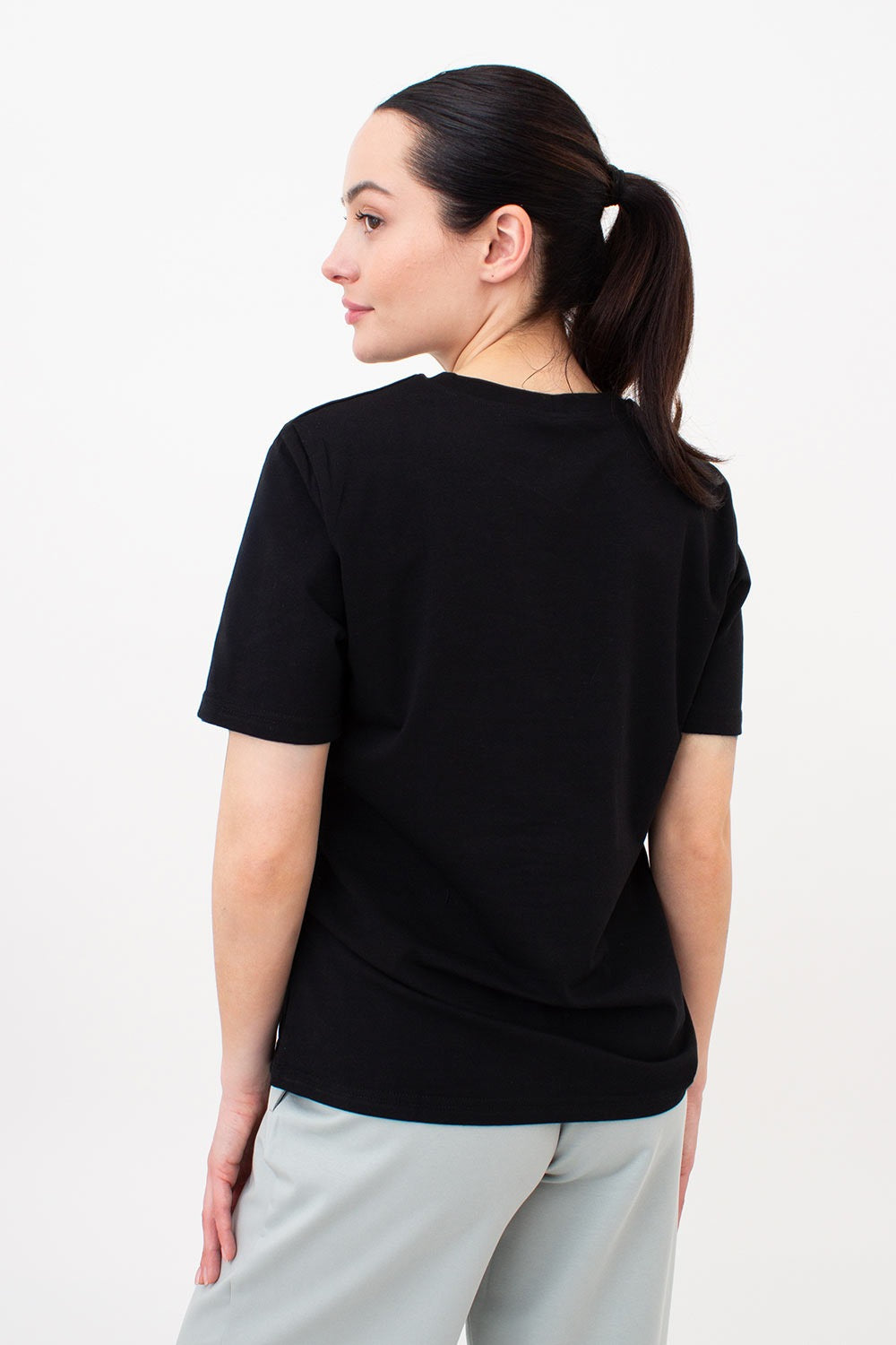 Хлопковая футболка с принтом UP-00000077 black/flowers