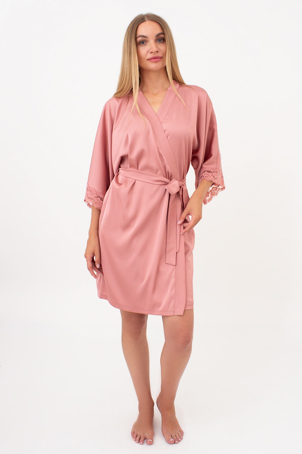 Халат с кружевом Helena UP-00000581 antique rose