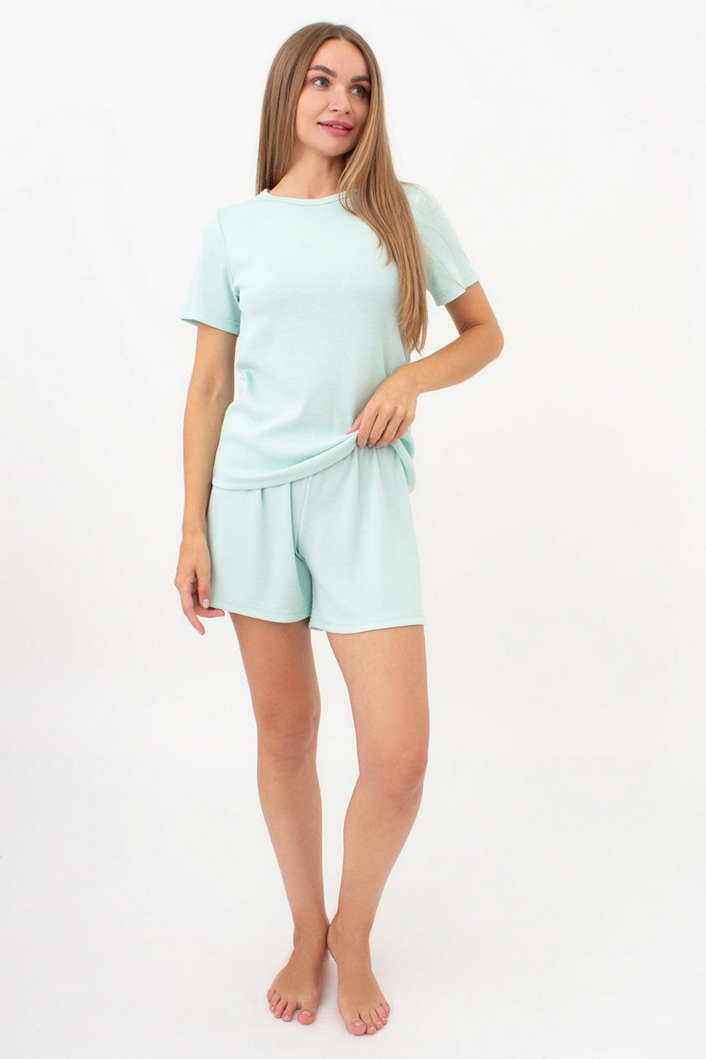 Пижамные шорты в рубчик Rib UP-00000592 fresh mint