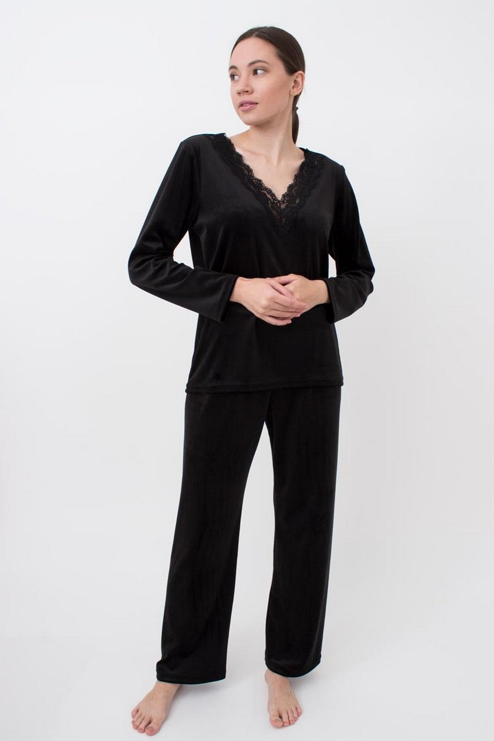 Домашняя кофта с кружевом Soft Winter UP-00000889 black