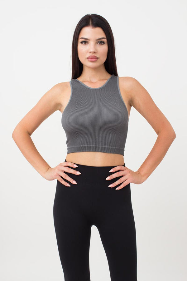 Бесшовный топ в рубчик UP-00000901 Halter Top Rib poppy seed