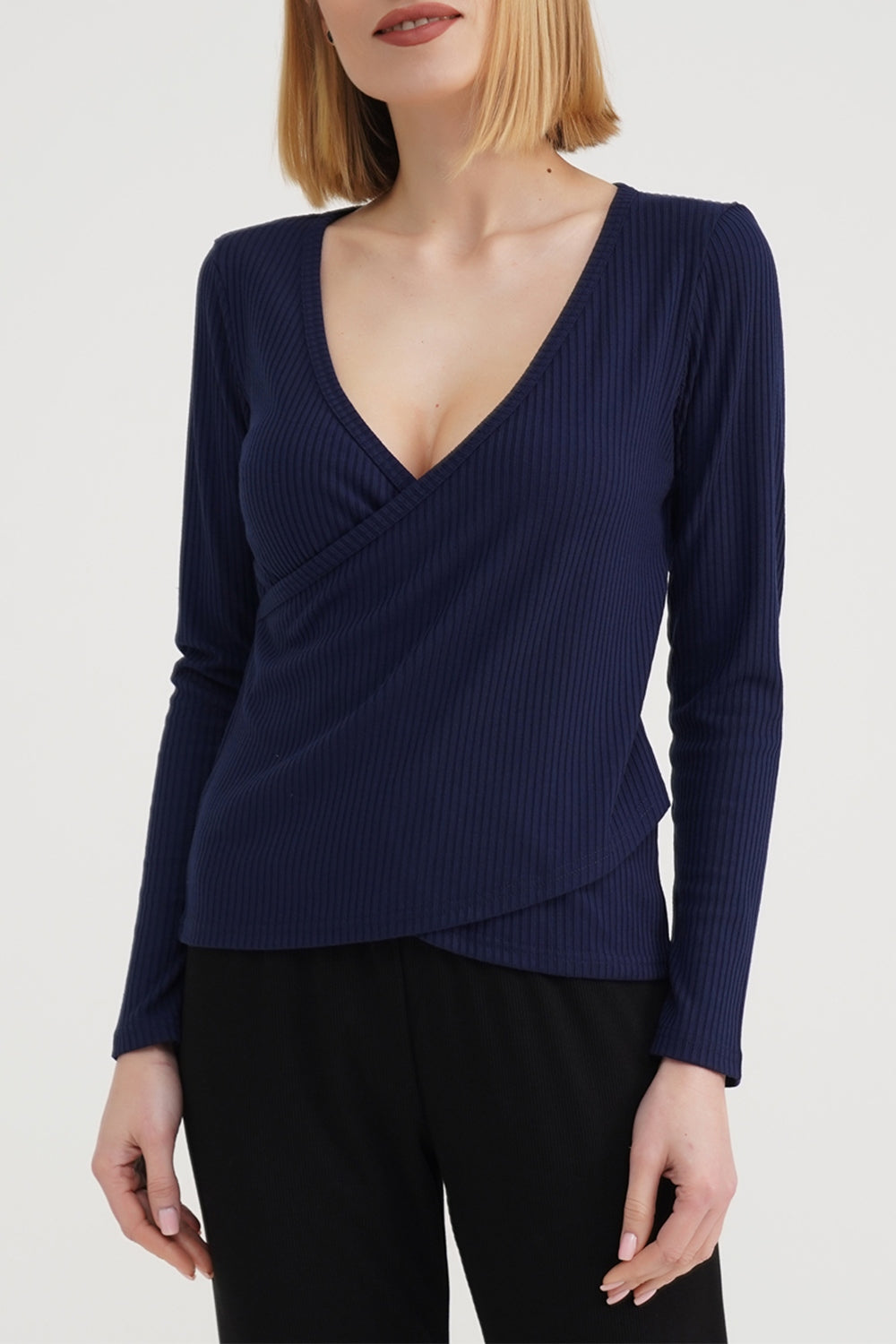 Кофта на запах RIB UP-00001569 navy Giulia