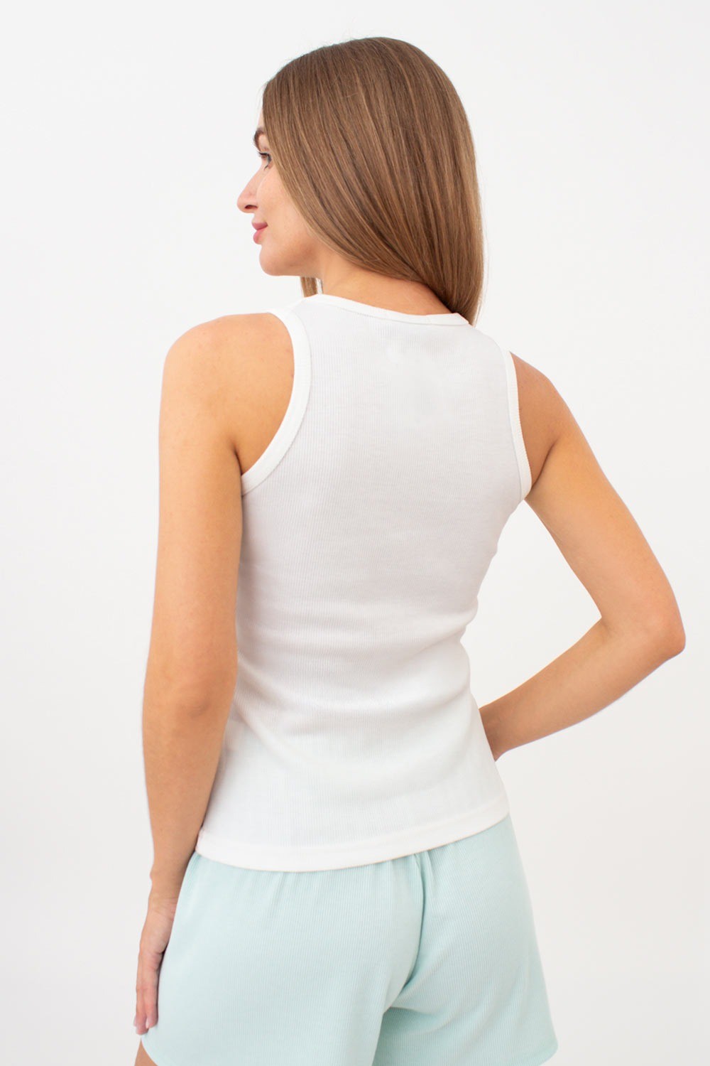 Хлопковая майка в рубчик Rib UP-00002259 milk