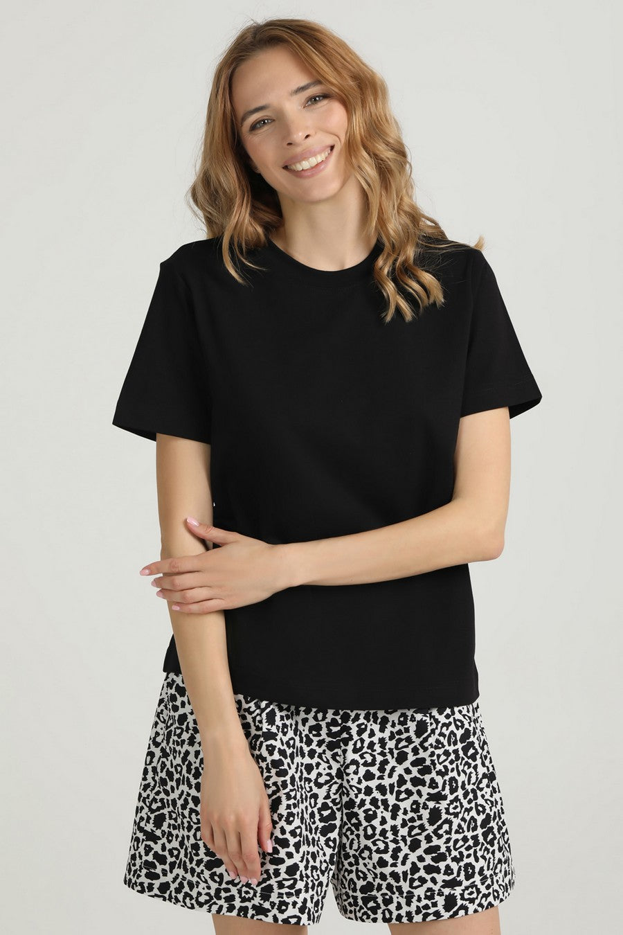 Бавовняна піжама з шортами UP-00002970 black
