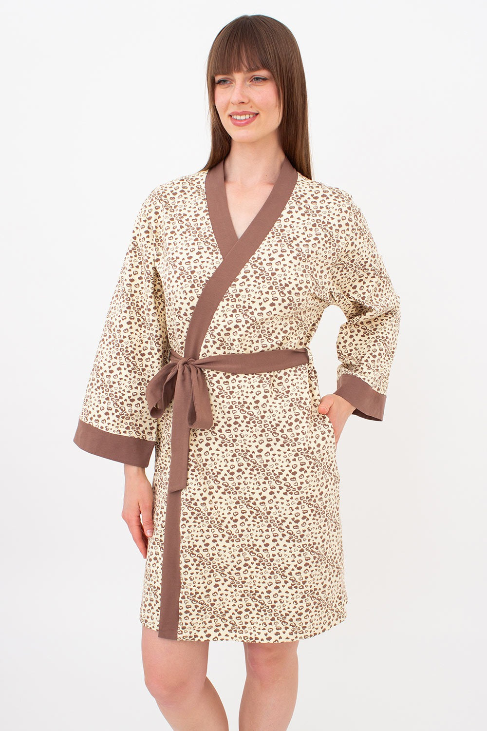 Халат з бавовни Whisper Hearts UP-00002806 pale yellow/brown hearts