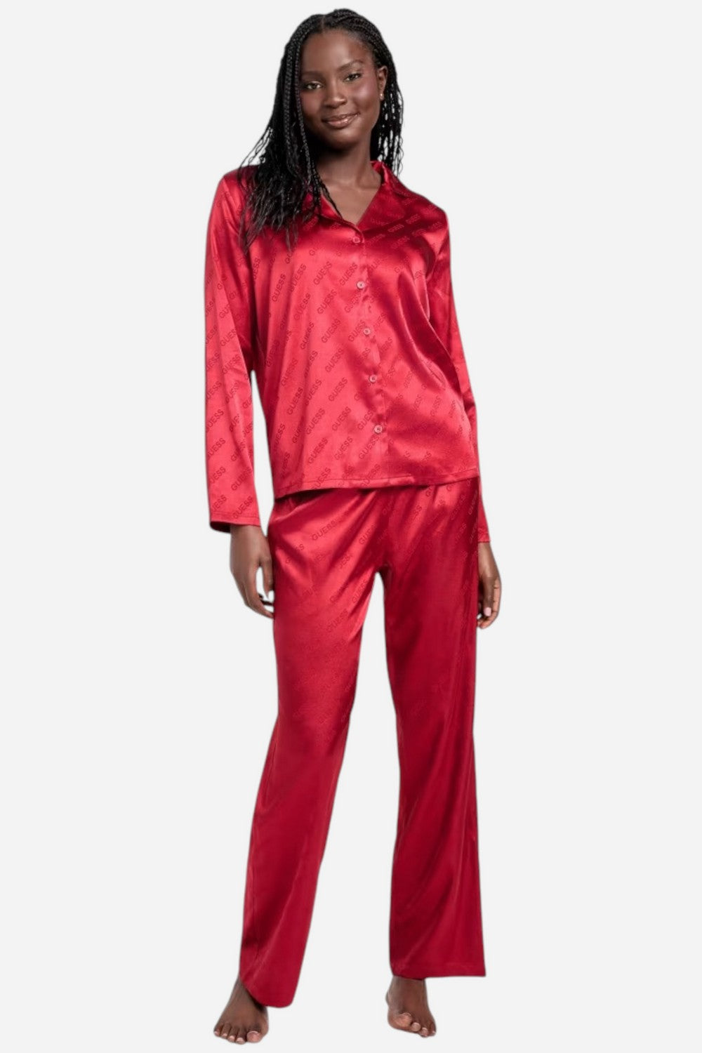 Атласная пижама с брюками 622968102 red