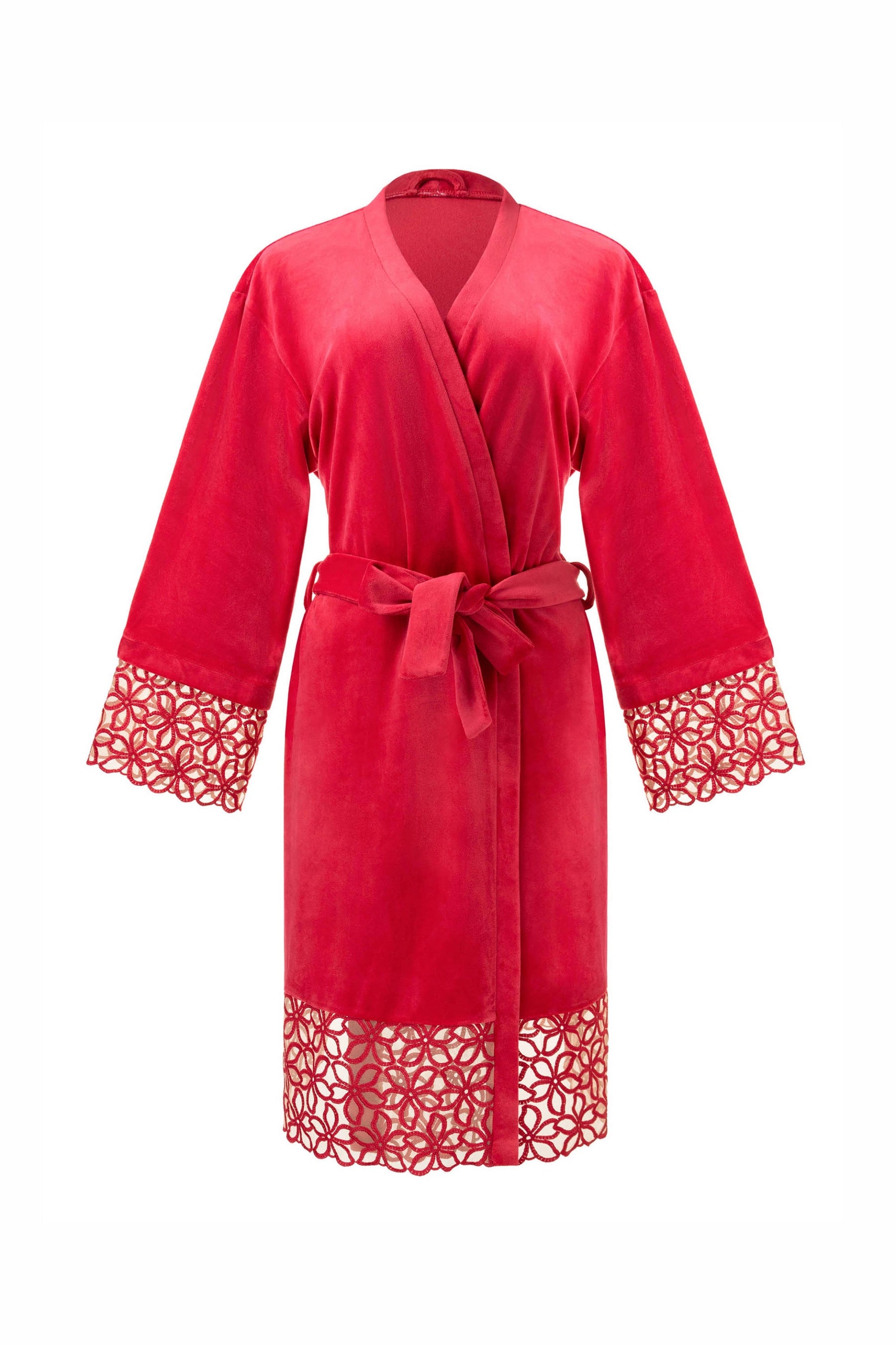 Велюровий халат з вишивкою 8181-6743 29 raspberry