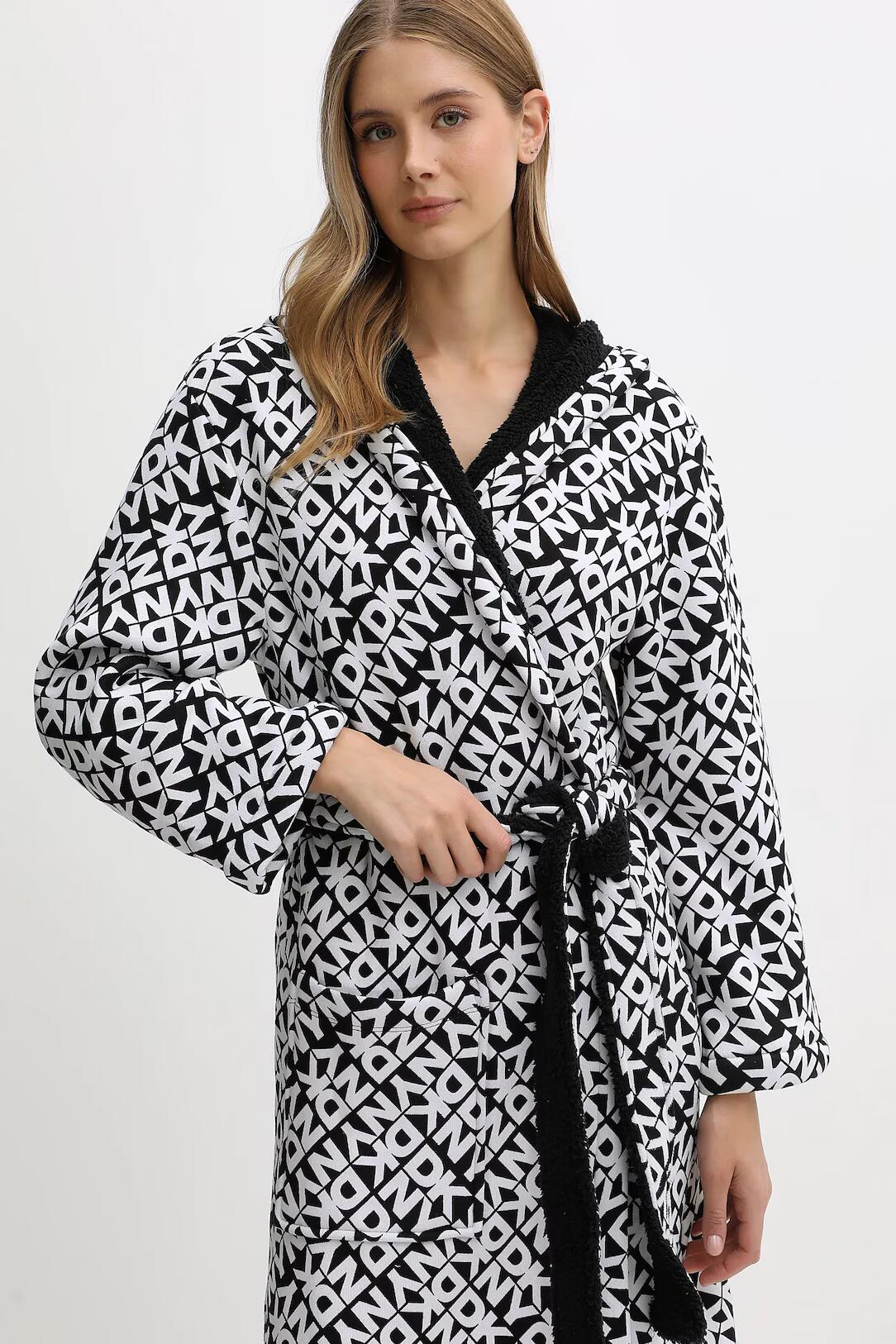 Халат з капюшоном YI00065 007 black print