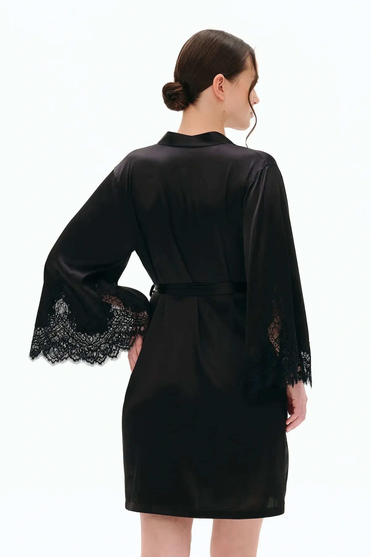 Шелковый халат 04101SL black