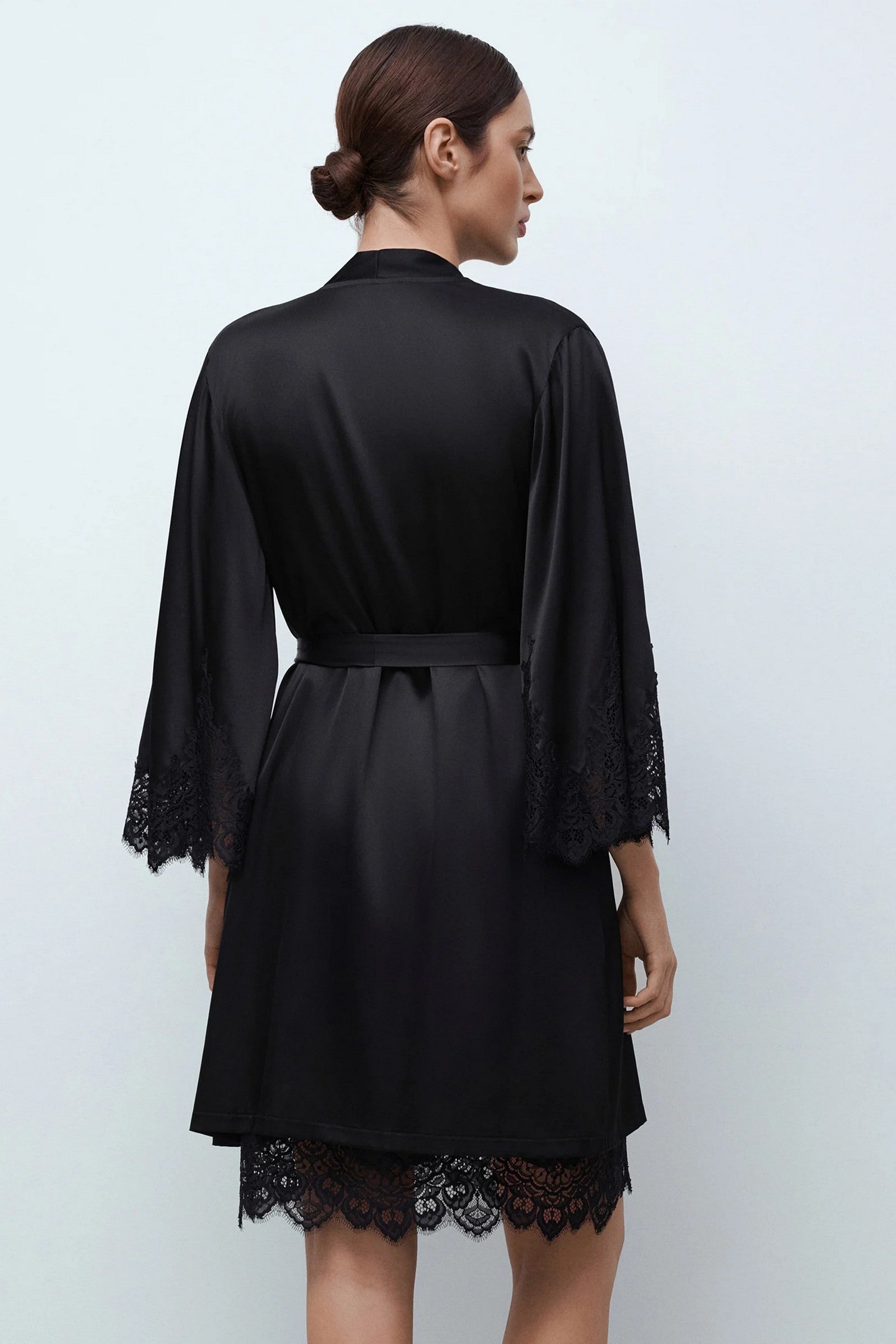 Шелковый халат 04101SL black