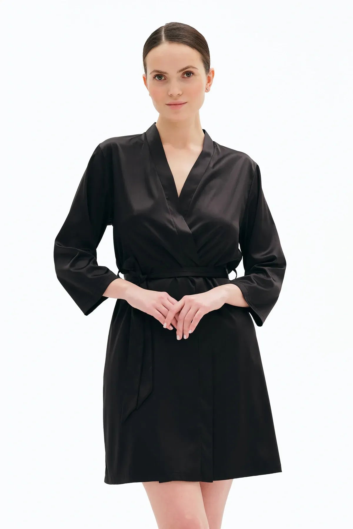 Халат из шелксатина S03200 black