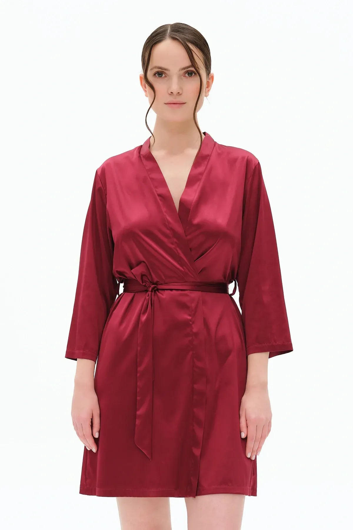 Халат из шелксатина S03200 bordo