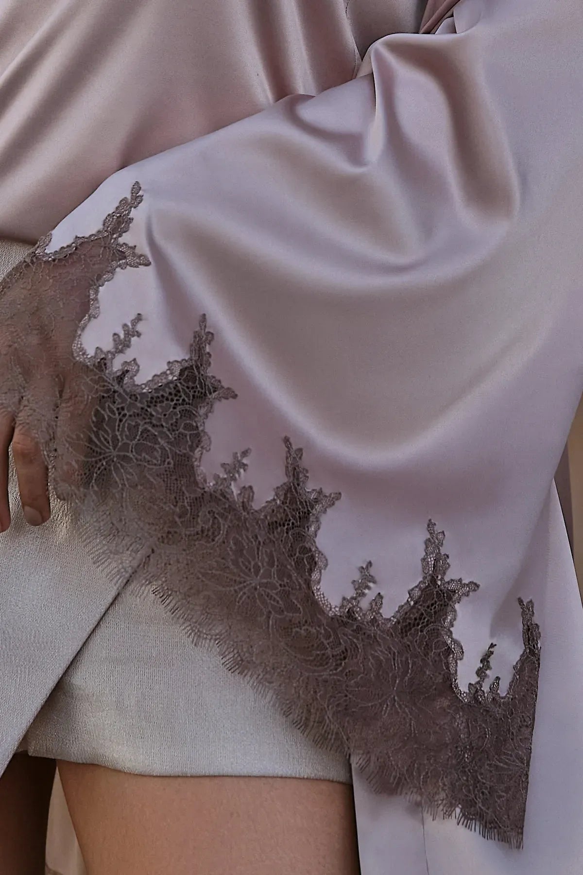 Халат с кружевом S03406 rose beige