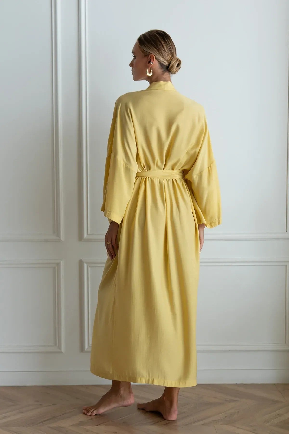 Шелковый халат с хлопком Yellow SL0035-41-04