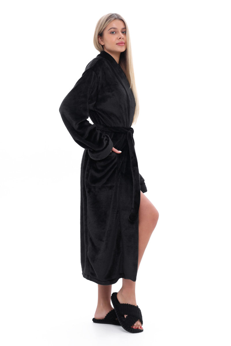 Халат унисекс из велсофта 24157 black