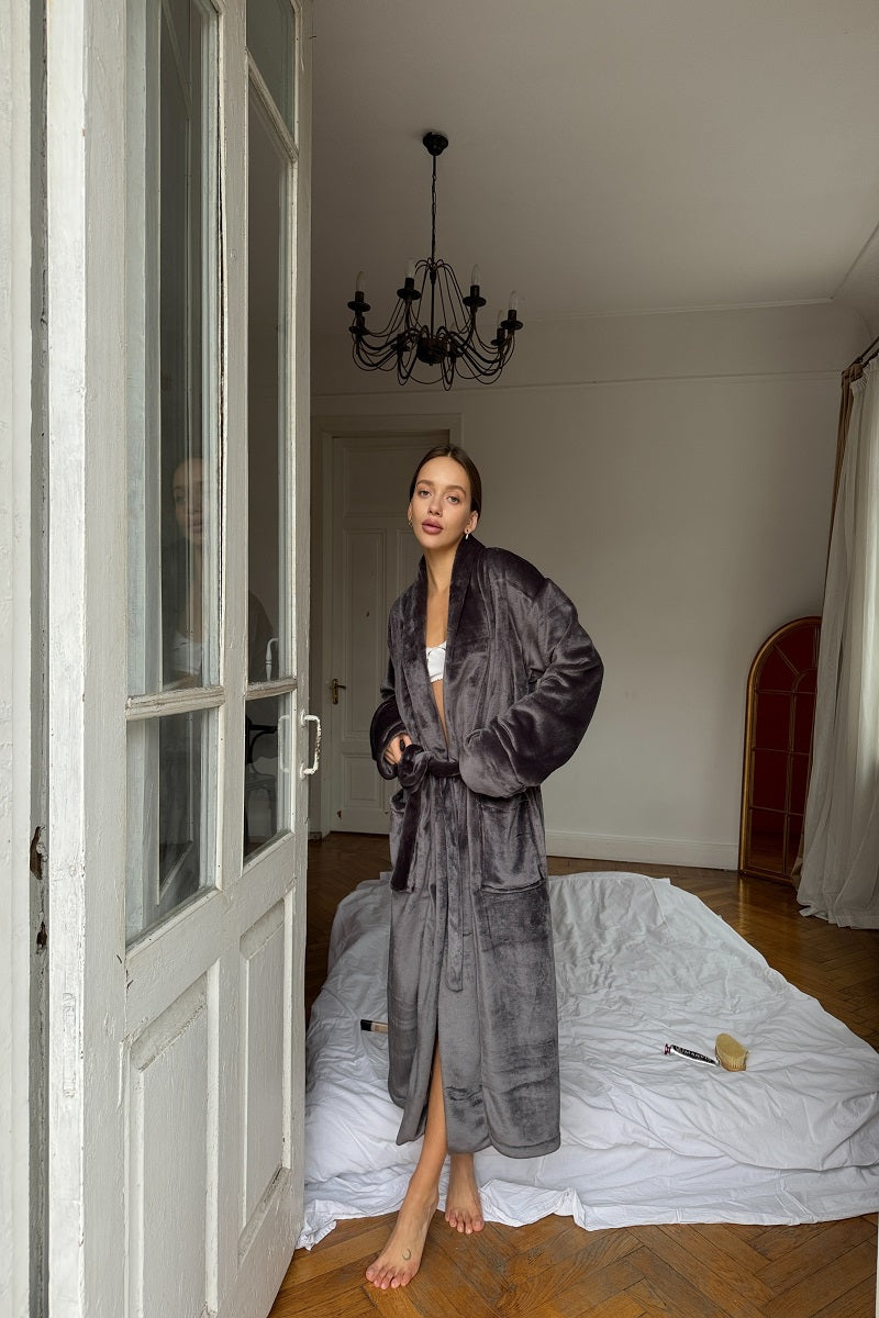 Халат из велсофта унисекс 24158 gray