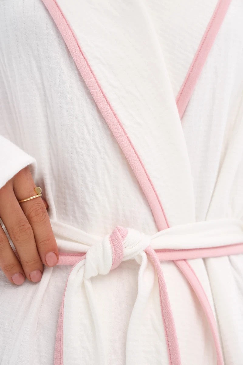 Вафельный халат с кантом 25079