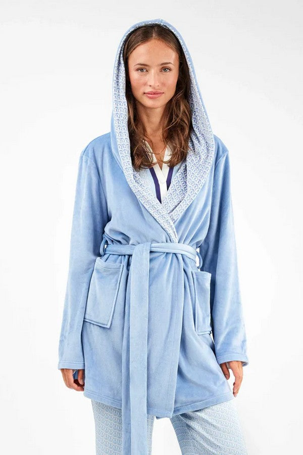 Флисовый халат с капюшоном 2/20321 blue
